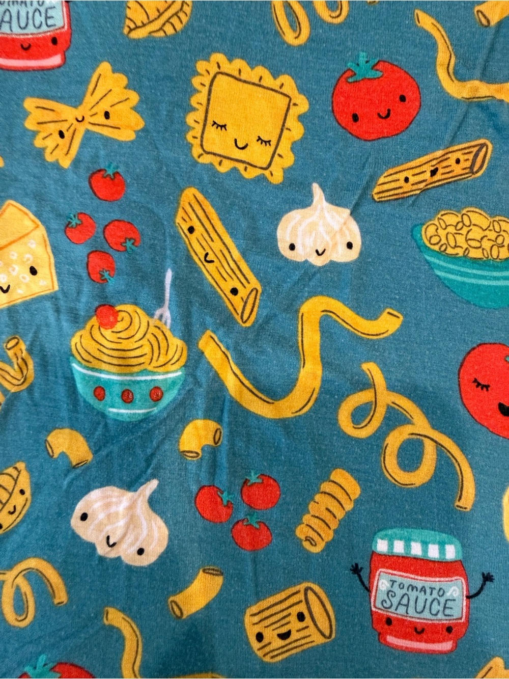 Little Sleepies Kids Teal Pasta Print Pajama Set - 4T